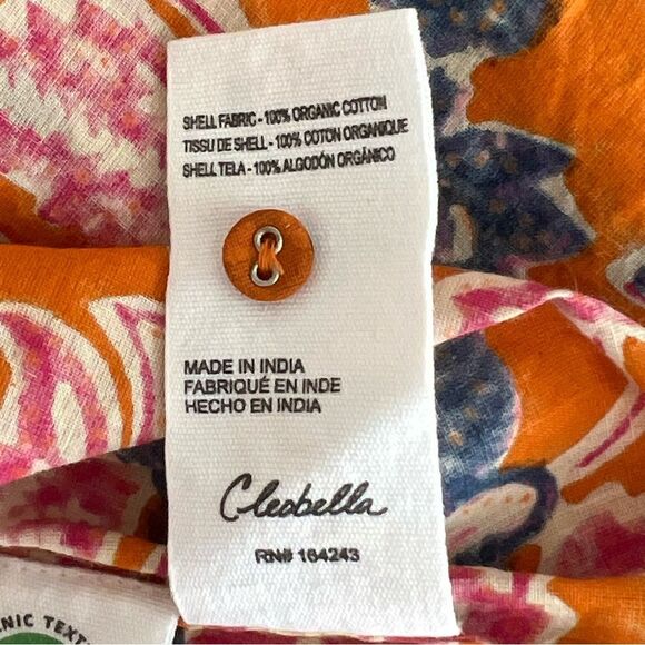 Cleobella Talia Organic Cotton Floral Button Up Top Orange Size S Boho Peasant - Picture 9 of 9